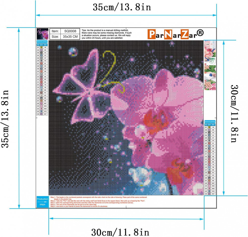 5D Gyémántfestő Készlet - Orchideák Színes Buborékok Pillangó