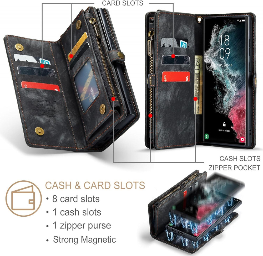 Samsung Galaxy Note 20 Ultra Tok Luxus TPU Bőr Mágneses, Pénztárca és Kártyatartó Funkcióval Újracsomagolt termék