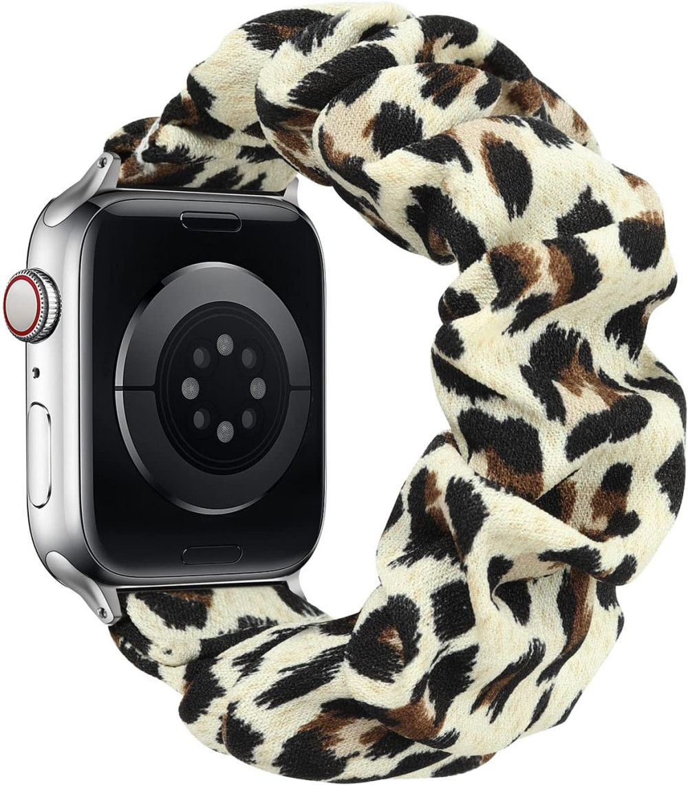Elasztikus leopárd mintás Szíj Apple Watch Ultra Series 7 6 5 4 3 2 1 SE-hez (Fekete, S) Újracsomagolt termék