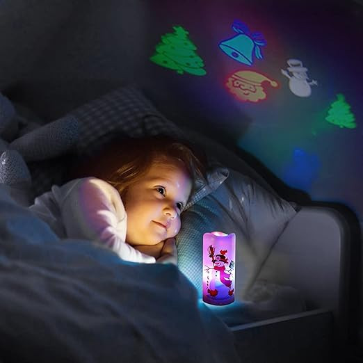 BYNYXI LED Projekciós Lámpa Karácsonyi Dekorációval - Hóember, Hópelyhek és Gyertyafény Projektorként Újracsomagolt termék