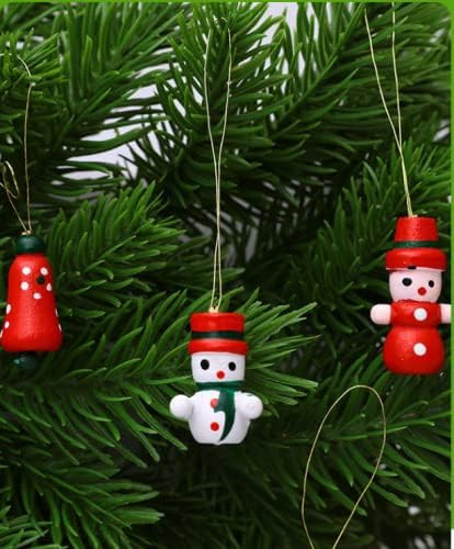 Karácsonyfa Dísz Mini Függő Fa Babák - Angyal és Hóember, 10 darabos dobozban