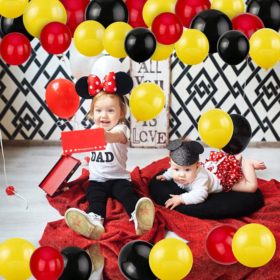 60 darabos latex lufi csomag, piros, sárga, fekete színekben - Születésnapi, esküvői és ünnepi dekoráció