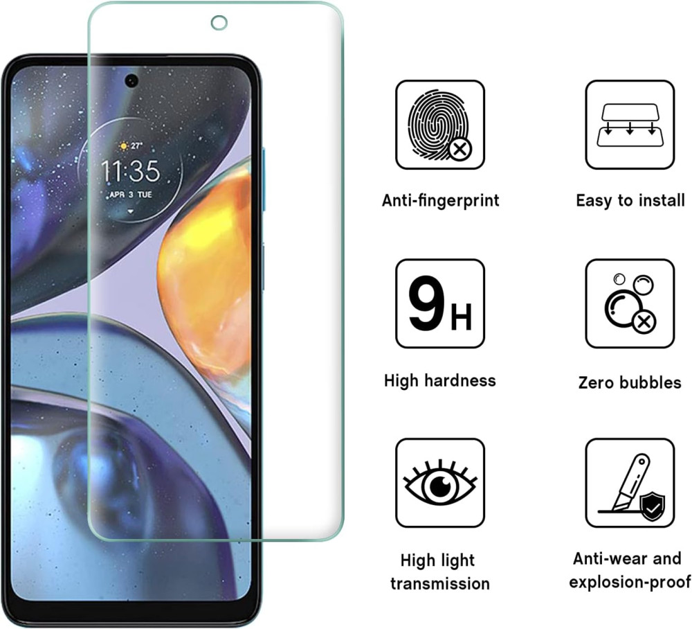 Képernyővédő fólia - Motorola Moto G22 2 db prémium minőségű törés-, ütés-, karc- és olajálló - Újracsomagolt termék