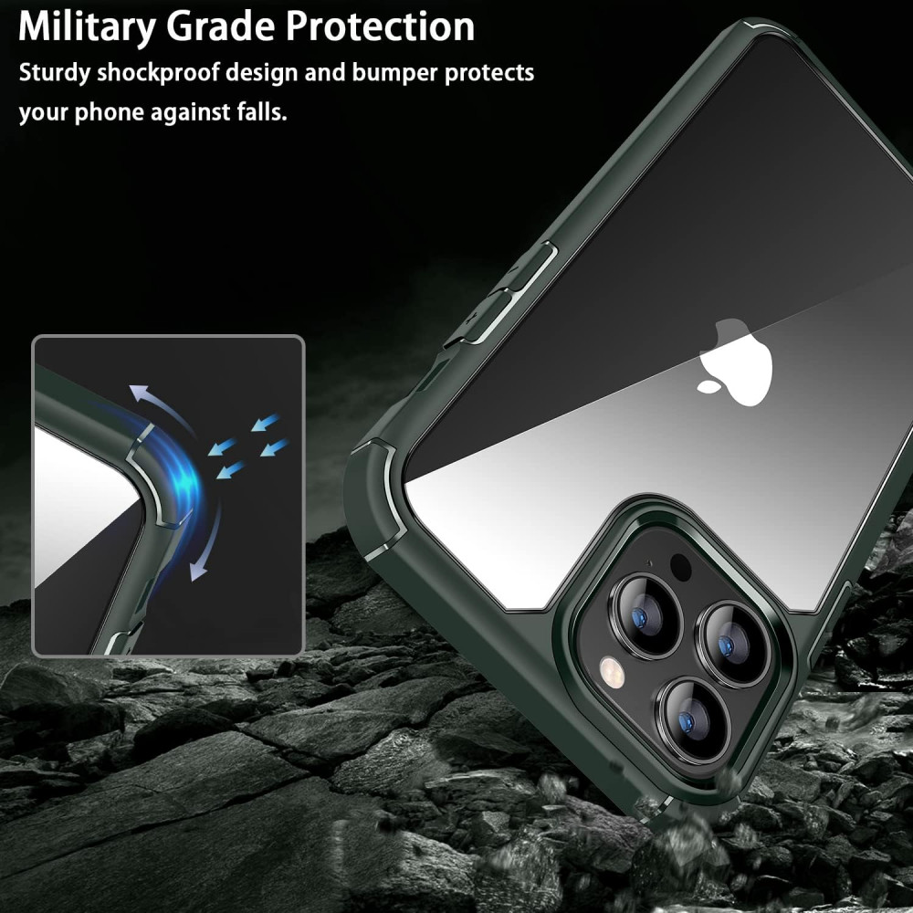 Amizee iPhone 14 Pro Max Védőtok Képernyővédővel és Kamera Lencsevédővel - Zöld