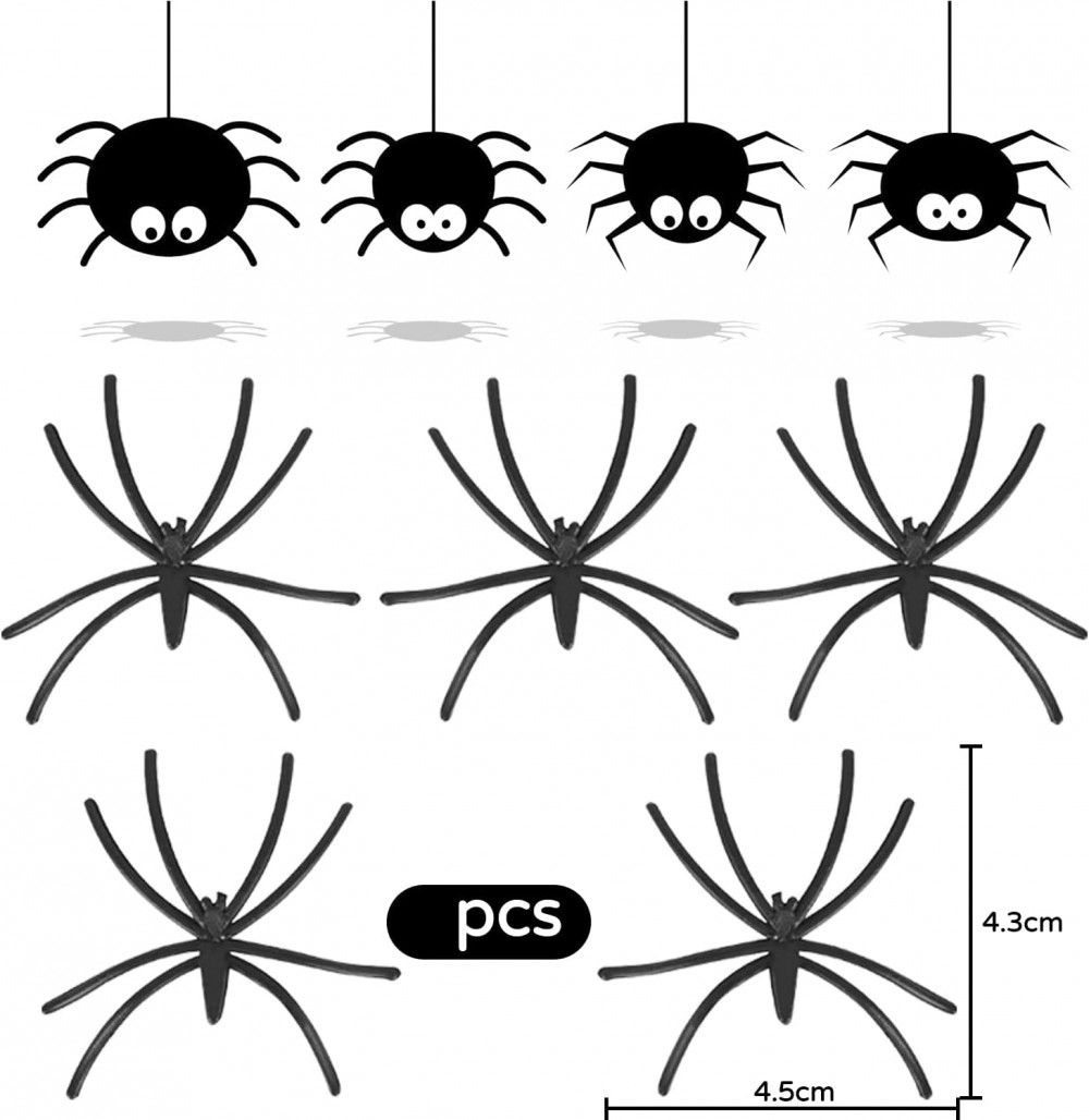 60 darabos Halloween Pók Dekorációs Készlet, Ijesztő Otthoni, Kerti és Karneváli Dekorációs kellék 
