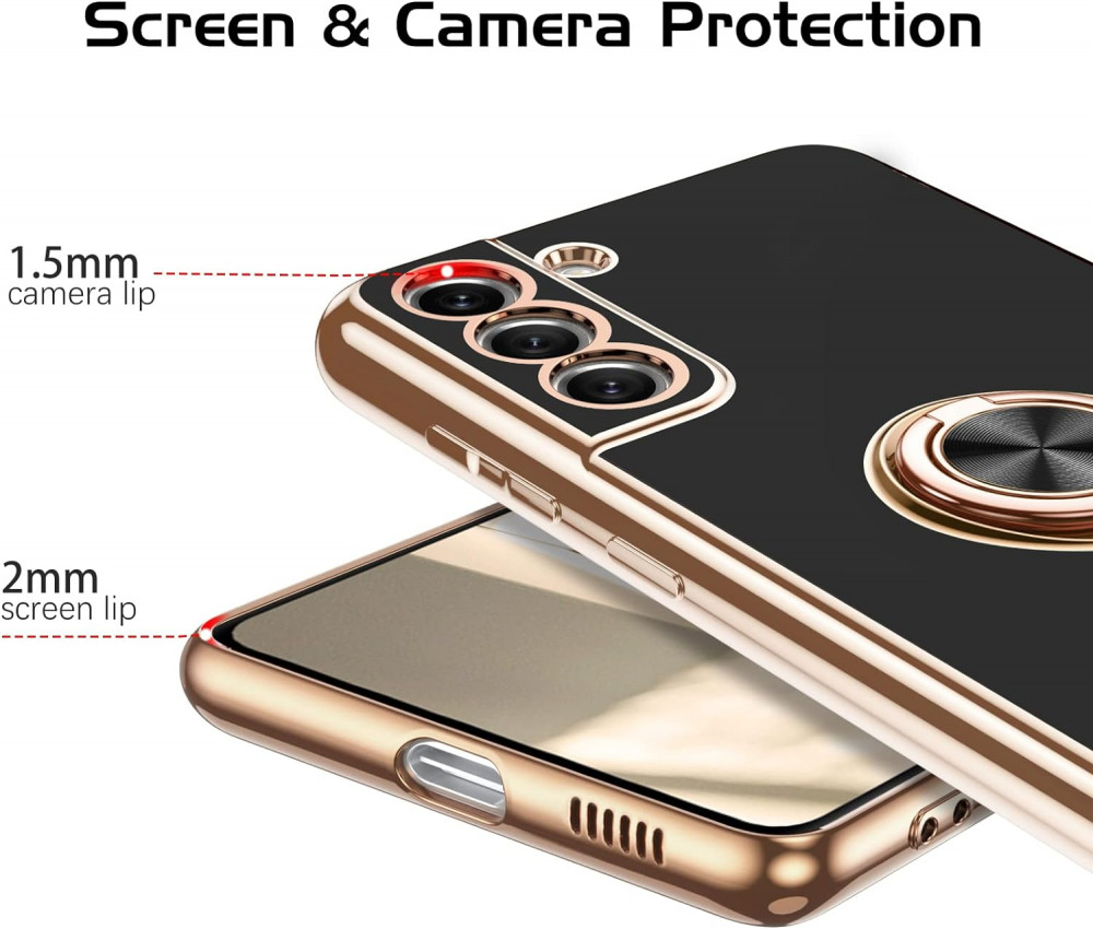 Samsung S21 FE 5G TPU Szilikon Védőtok Gyűrűvel és Állítható Zsinórral