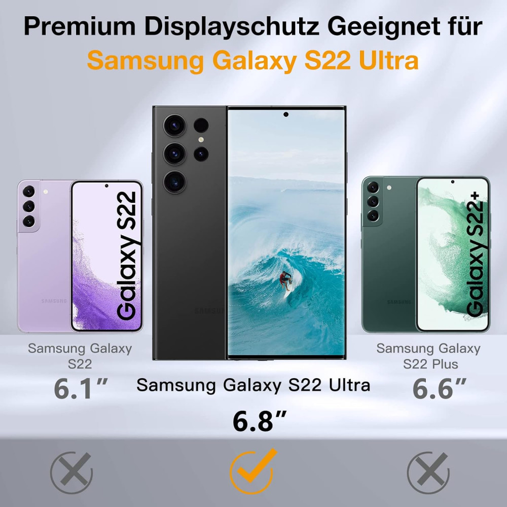 2 dbSamsung Galaxy S22 Ultra képernyővédő, edzett üveg, HD minőségű