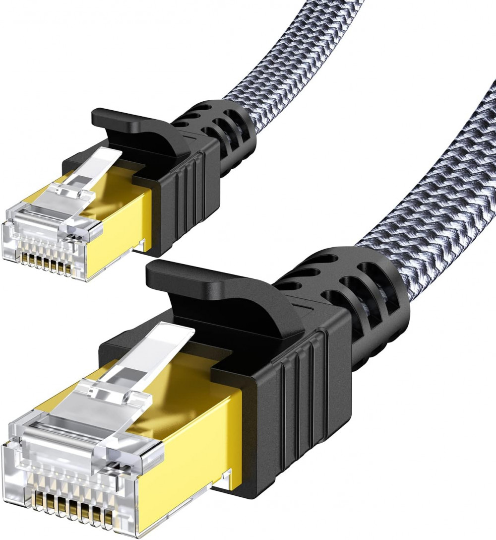 Cat 7 Biztonsági LAN Kábel, 5M/15FT, 10Gbps 600Mhz Magas Sebességű Internet Kábel, Modemmel, Routerrel és PC-vel Kompatibilis Újracsomagolt termék