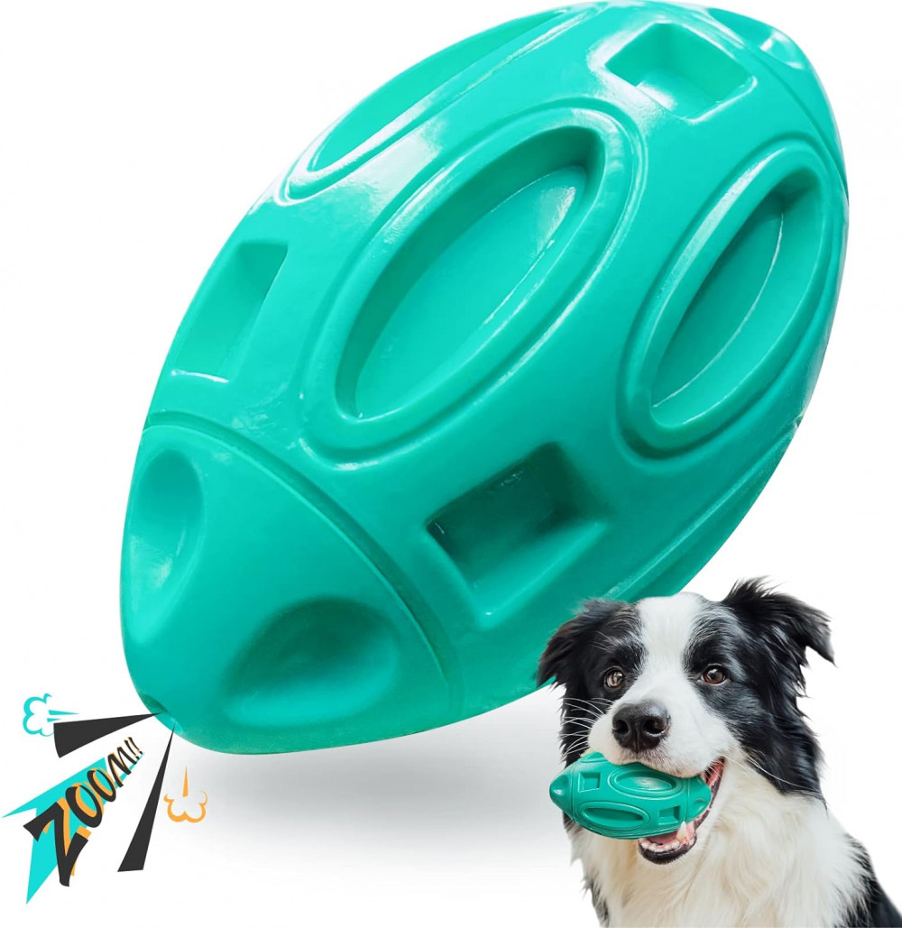 Interaktív kutya rágójáték, Csipogó Zöld gumi Labda Közepes és Nagytermetű kutyáknak
