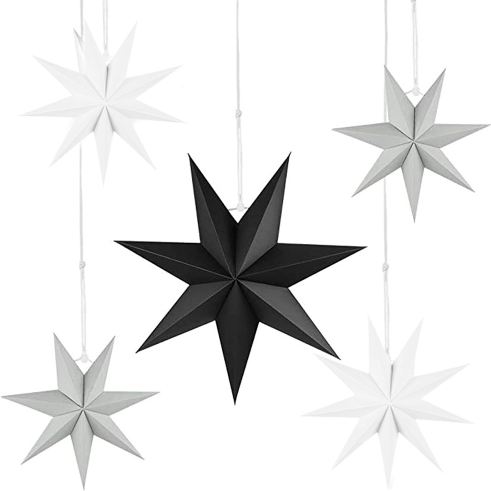 B-commerce 5 darabos, 28 cm-es, kilencágú karácsonyi díszítő csillag otthoni és esküvői dekorációhoz Újracsomagolt termék