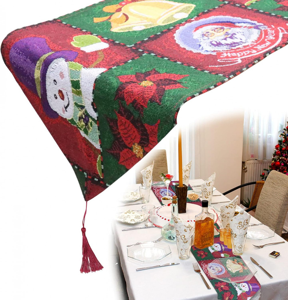 Gxhong Karácsonyi Asztalfutó, Pamut és Vászon Dekoratív Továbbiak, Nappali Hímzett Mosható Asztalterítő
