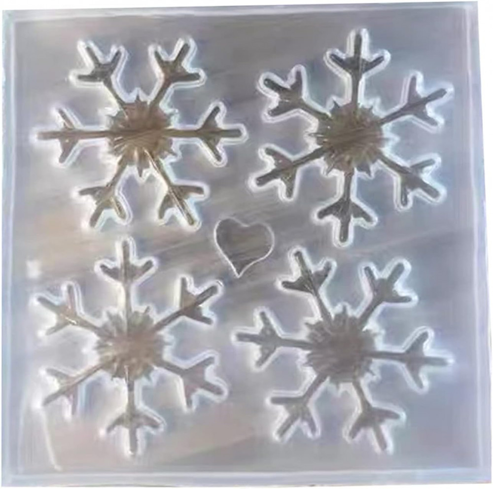 DYWW 2 darabos szilikon szappanformázó készlet, hópehely és szív mintával, karácsonyi dekorációhoz
