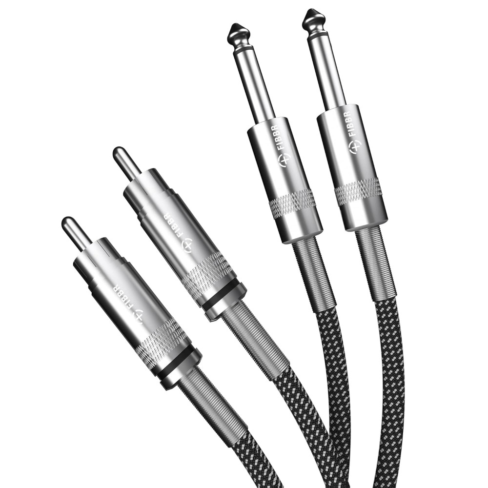 Dupla RCA és 1/4" TS (6.35mm) Sztereó Audio Interconnect Kábel Patch Cords, Erősítőkhez, AV vevőkhöz és más RCA-kompatibilis eszközökhöz