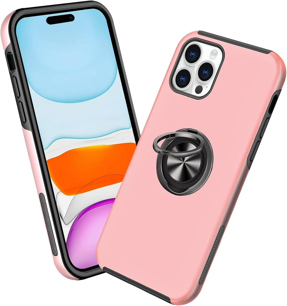 iPhone 14 Pro Mágneses Gyűrűs Szilikon Tok (Rózsaszín)