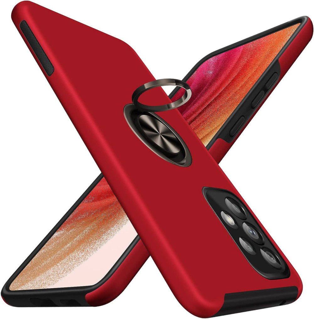 Samsung Galaxy A53 5G ütésálló tok gyűrűs állvánnyal(piros)