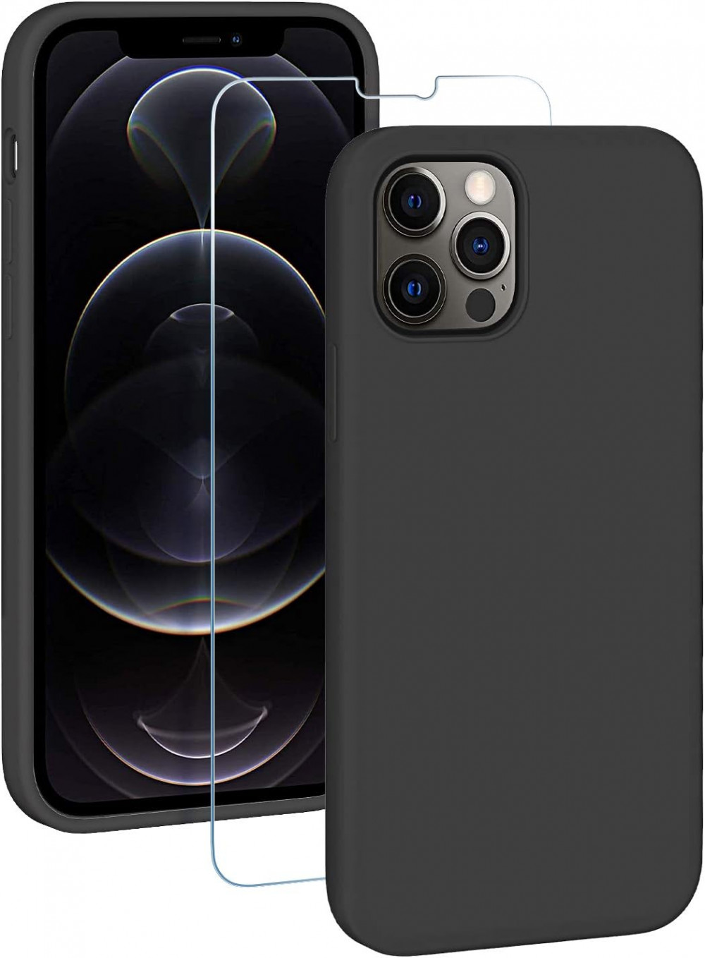 iPhone 12 Pro Max Szilikon Tok, Puha Mikroszálas Béléssel, Vezeték nélküli Töltővel kompatibilis (Sötétszürke)