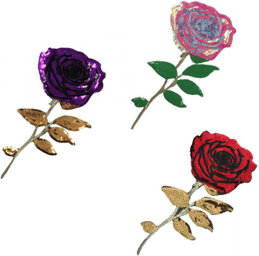 Gewene 3 darabos rózsa pólófolt szett, flitteres, többszínű